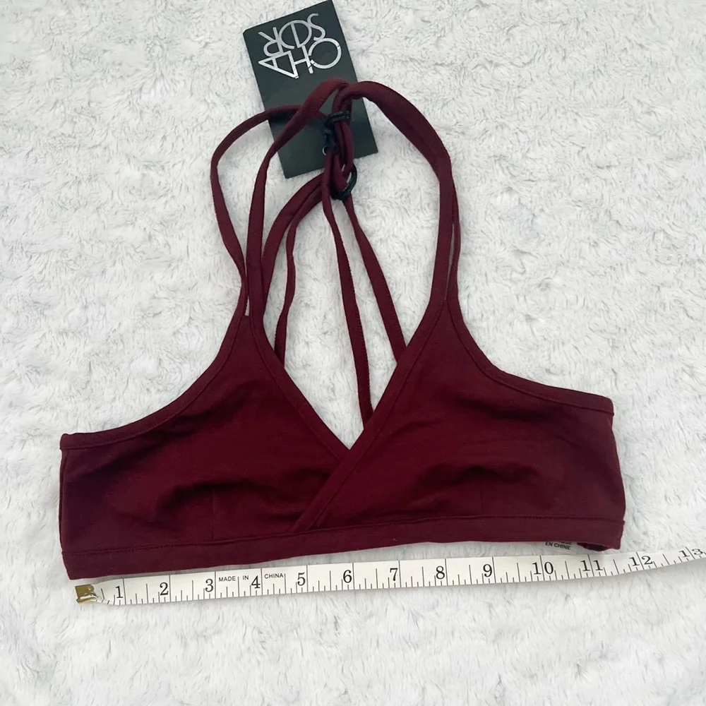 NWT- CHASER Active Criss Cross Bralette Burgundy